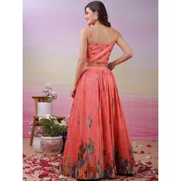 SAPTRANGI Floral Printed Beads And Stones & Blouse image 4