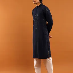 House of Chikankari Rayon Embroidered With Sequins Men Long Kurta image 3
