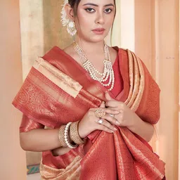 KALINI Woven Design Zari Silk Blend Kanjeevaram Saree image 3