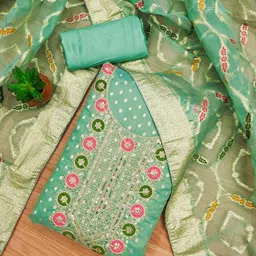 Rangtulika Ethnics Floral Woven Design Sequinned Unstitched Dress Material-picture-15