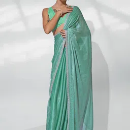 Mitera Embellished Beads and Stones Pure Chiffon Saree-image-16