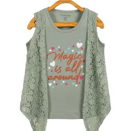 PLUM TREE Girls Floral 2 Printed Pure Cotton Applique T-shirt-picture-29