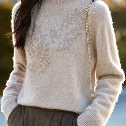 Mast & Harbour Women Cream Printed Polyester Long Sleeves Sweaters image 3