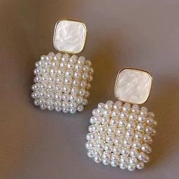 VAGHBHATT Gold-Plated Pearls Beaded Geometric Studs-picture-19