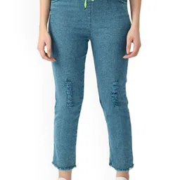 Ira Collections Comfort Tapered Fit Mildly Distressed Light Fade Stretchable Jeans-picture-10