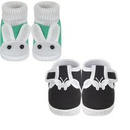 NESKA MODA 0 To 12 Months Cotton Booty 2 Pair Newborn Infants Skin Friendly Soft Booties image 5