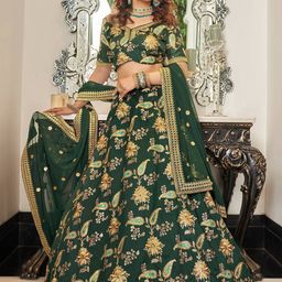 DIVASTRI Embroidered Sequinned Semi-Stitched Lehenga & Unstitched Blouse With Dupatta-picture-30