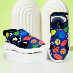 KazarMax Foot Ball Printed Velcro Closure Sandals - Blue-picture-18