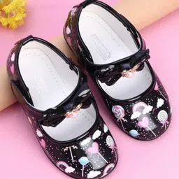Cute Walk by Babyhug Party Wear Belly Shoes Bow Applique - Black-image-11