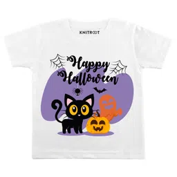 KNITROOT Happy Halloween Print Half Sleeves Tee - White-picture-27