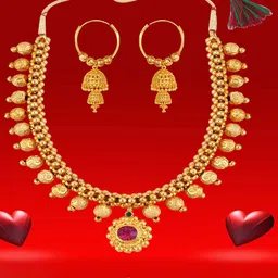 Heer Collection Gold-Plated Artificial Stones Studded Choker Jewelry Set-picture-18