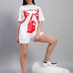 GRIFFEL Printed Pure Cotton Round Neck T-Shirt With Shorts Co-Ords-picture-31