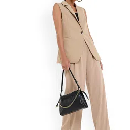 BCBG Notched Lapel Collar Comfort Fit Sleeveless Single-Breasted Blazer image 4