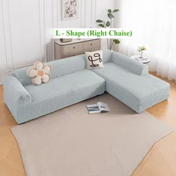 HOKIPO Grey 2 Pieces 280 GSM L Shape 6 Seater Anti Slip Sofa Cover With Arms-picture-28