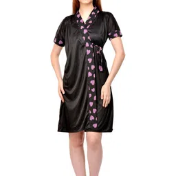 PHALIN Women Multicoloured Satin Printed Nightdress image 3