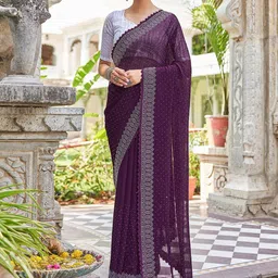 all about you Embellished Beads and Stones Pure Georgette Saree-image-67