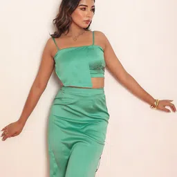 LOVEPRASHA Embellished Shoulder Straps Top With Skirt image 4