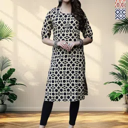 HERE&NOW Selection Of 3 Geometric Printed Round Neck Straight Kurtas image 1