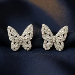 Nui 925 Sterling Silver Silver-Plated American Diamond Studded Korean Animal Shaped Studs-picture-43