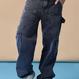 V-Mart Girls Regular Fit Mid-Rise Light Fade Stretchable Cargo Styles Jeans image 2