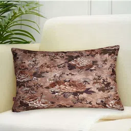 Tesmare Brown Set of 2 Floral Velvet Rectangle Cushion Covers image 3