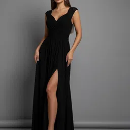 HERE&NOW Women Sweetheart Neck Slits Maxi Dress-picture-42