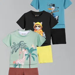 HELLCAT Boys Pack Of 3 Printed Short Sleeves T-shirt With Shorts-picture-28