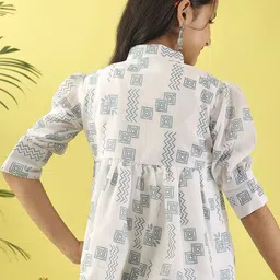 Ishti Girls Geometric Printed Mandarin Collar Top image 2