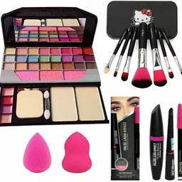 ecilak 6155 Makeup Kit & Brush + 2 Pc Blender Puff and 3 in 1 Kajal + Mascara +Eyeliner-picture-33