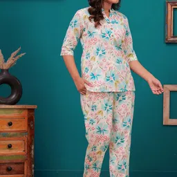 Nevisha Style Women's Printed Pure Cotton Tunic With Trousers Co-Ords image 4