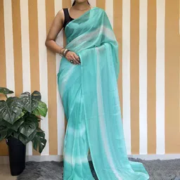 KAYOMMI Striped Pure Chiffon Ready to Wear Saree-picture-11
