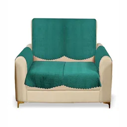 Fashion Throw Teal Velvet 4 Piece Sofa Cover With Arms-image-45
