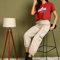 Moda Rapido Women Printed Drop-Shoulder Sleeves Bio Finish Applique T-shirt image 3