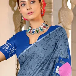 all about you Floral Printed Pure Cotton Saree image 4