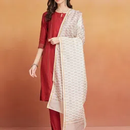 Fabindia Ethnic Motifs Printed Zari Work Cotton Silk Block Print Dupatta-picture-14