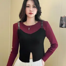 StyleCast Women Colourblocked Round Neck Long Sleeves Pullover-image-20