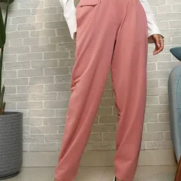 PINACOLADA Women Solid Mid-Rise Relaxed Fit Trousers-image-67