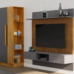 HEXA RED Wall Mounted TV Unit Cabinet with Storage image 4