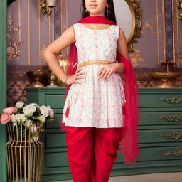 Muhuratam Girls Maroon Poly Crepe Kurta Sets-picture-25