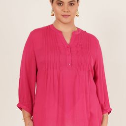 IX IMPRESSION Women Solid Gathered or Pleated Mandarin Collar Top-picture-9