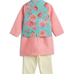 Tiber Taber Boys Mandarin Collar Straight Kurta With Trousers & Waistcoat image 5