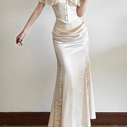 LULU & SKY Gathered Fishtail Maxi Skirt-picture-14