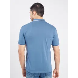 PRORIDERS Men Solid Blue Regular Fit Polo T-shirt image 3