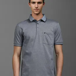 Louis Philippe Men Geometric Printed Polo Collar Cotton T-shirt-picture-10