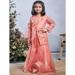 Vivedkids Girls Floral Embroidered Regular Kurti with Sharara image 1
