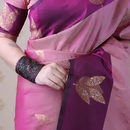 ELITE WEAVES Floral Woven Design Zari Banarasi Saree image 4