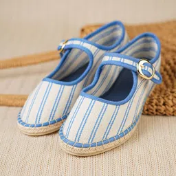 Theater Women Aragon Blue Stripes Mary Jane Canvas Flats-image-60