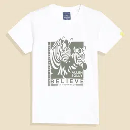 Allen Solly Junior BoysTypography Printed Round Neck Regular Sleeves Cotton Blend T-Shirt-picture-21