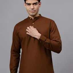 BHUVIKOO Mandarin Collar Roll-Up Sleeves Straight Kurta-picture-21