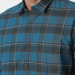 Peter England Casuals Checked Spread Collar Slim Fit Pure Cotton Shirt image 3